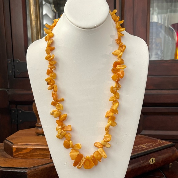 Natural unheated butterscotch Baltic amber bead sterling silver necklace - Picture 9 of 12